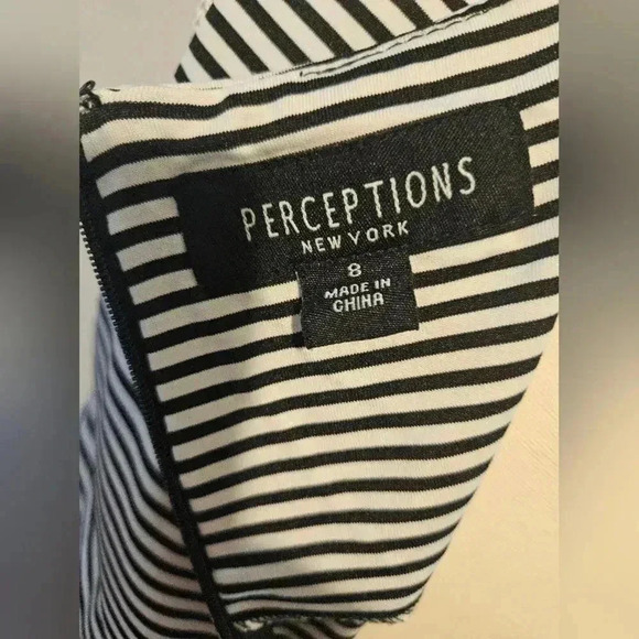 Perceptions Black and White Striped Midi Dress - Picture 2 of 6